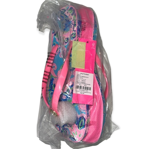 LILLY PULITZER Flip Flop Blue Horizon Jungle Sunrise Pool Shoe Sandal NWT - Picture 6 of 8